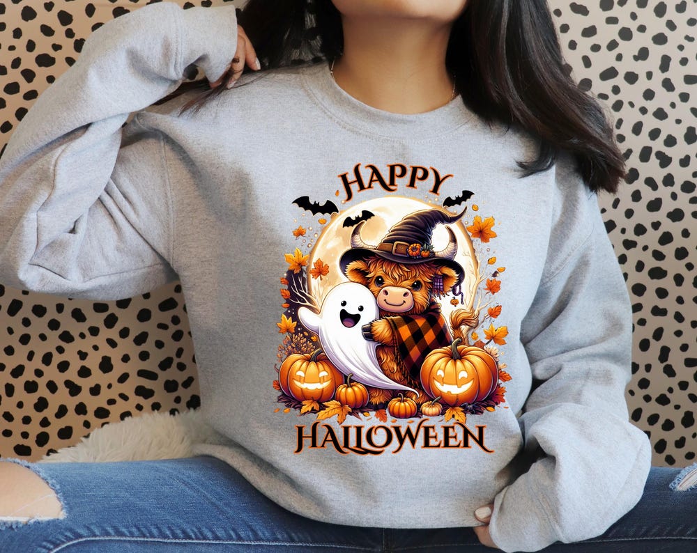 Flying Highland Cow Halloween Sweatshirt