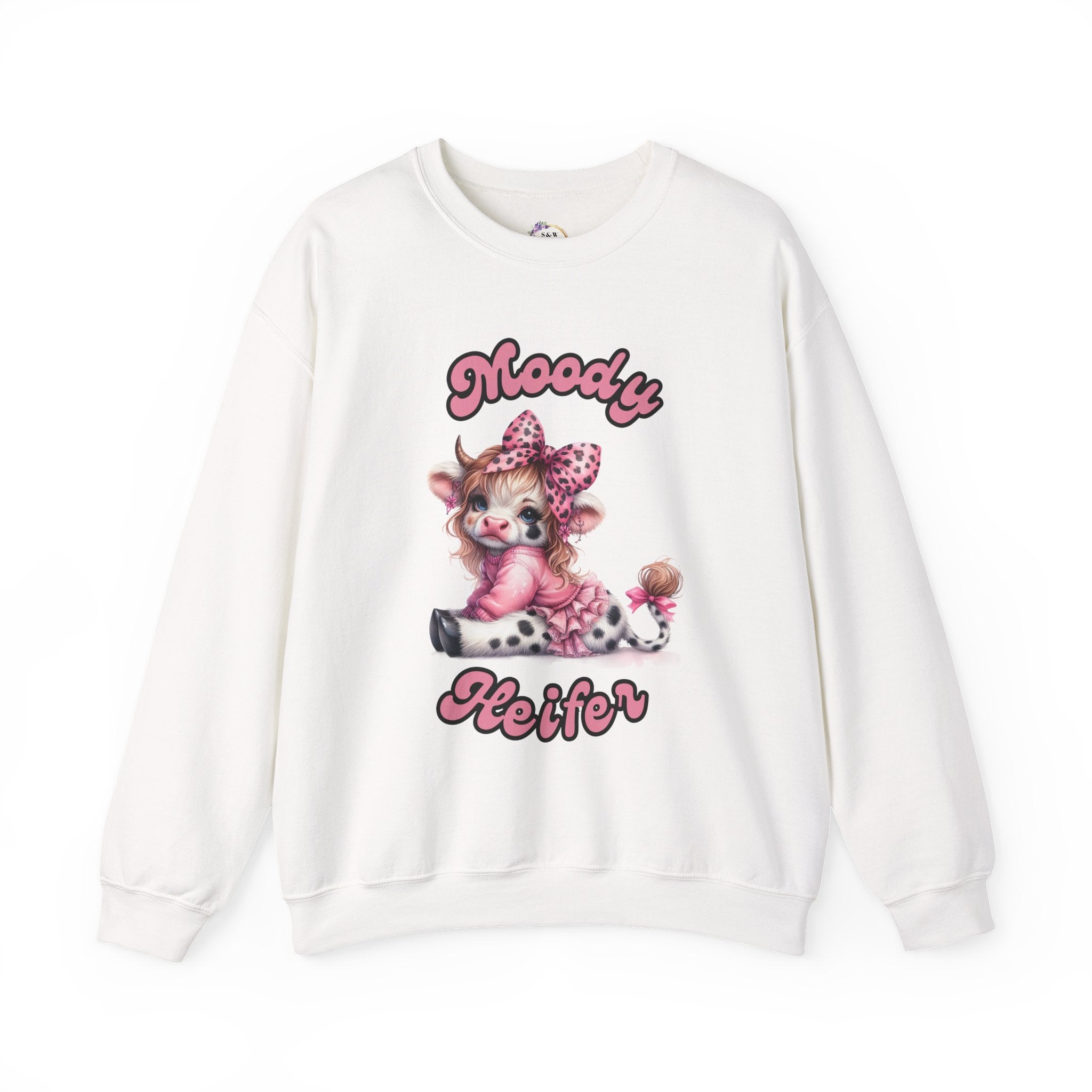 Moody Heifer Sweatshirt, Cow Lover Gift, Highland Cow Crewneck, Animal Print Jumper, Farm Life Apparel, Moody Cow Shirt