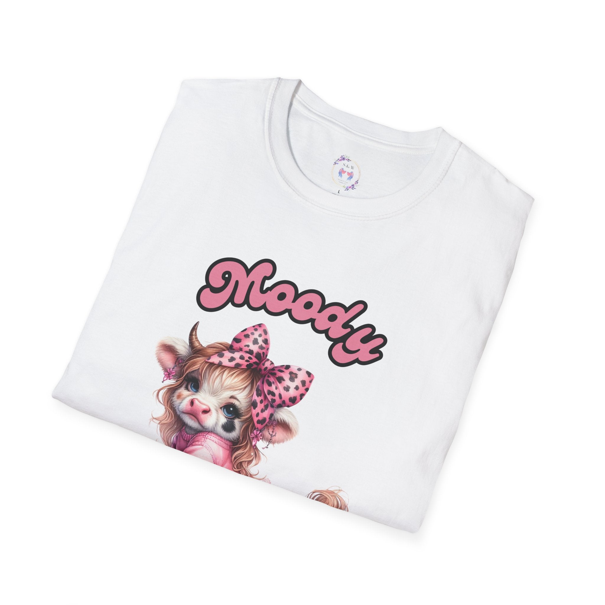 Moody Heifer Unisex Softstyle T-Shirt, Cute Cow Tee, Fun Graphic Shirt, Animal Lover Gift, Casual Wear, Birthday Present