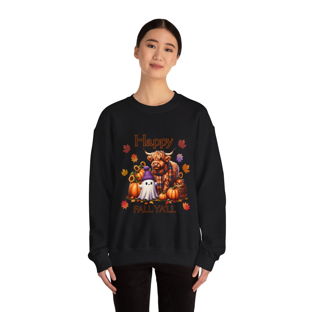 Halloween Pumpkin Sweatshirt, Cozy Crewneck for Fall, Autumn Vibes, Ghost and Highland Cow Design, Unisex Apparel, Perfect for [...]