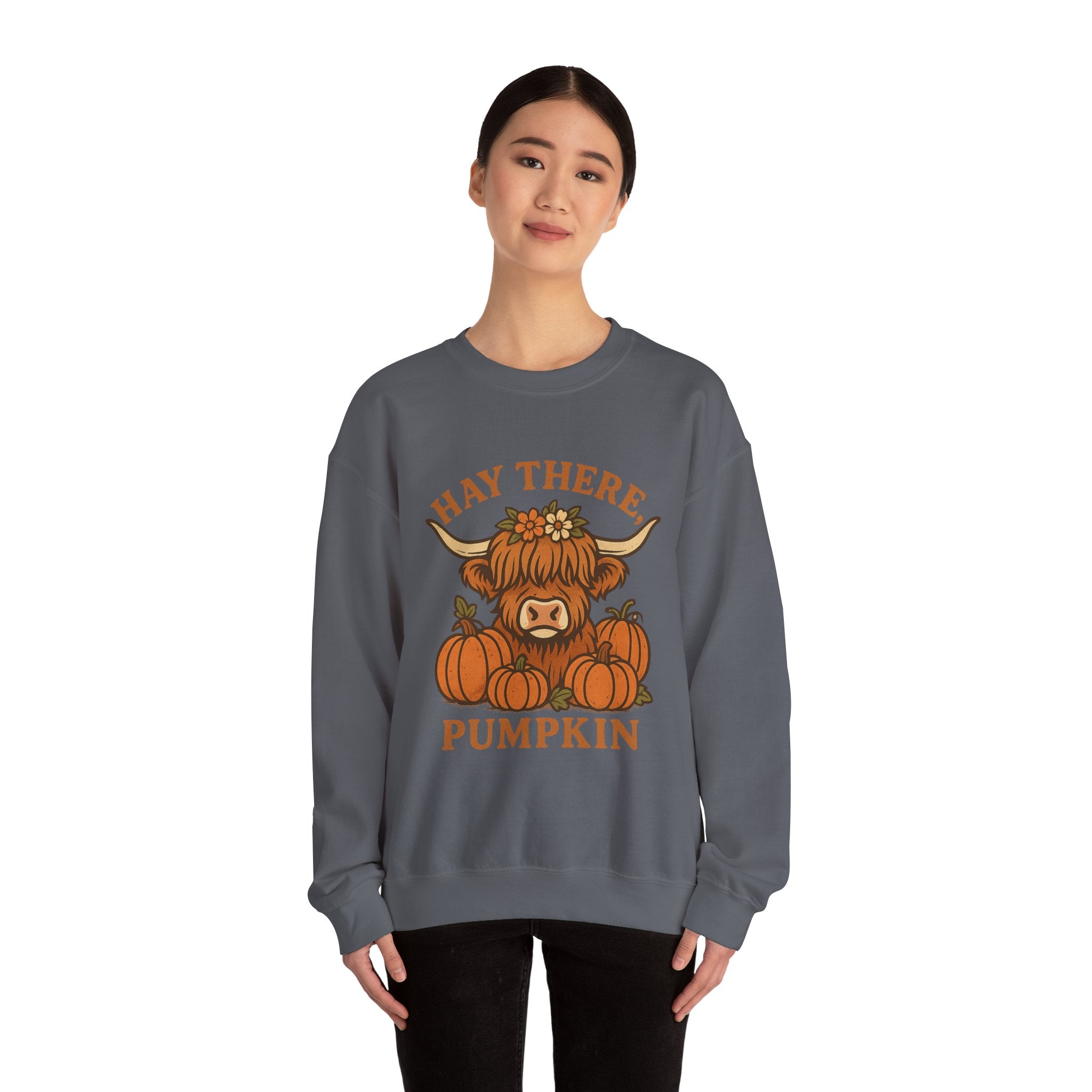 Cozy Fall Sweatshirt: Hay There Pumpkin Design | Autumn Apparel, Gift for Pumpkin Lovers, Halloween Sweater, Harvest Outfit