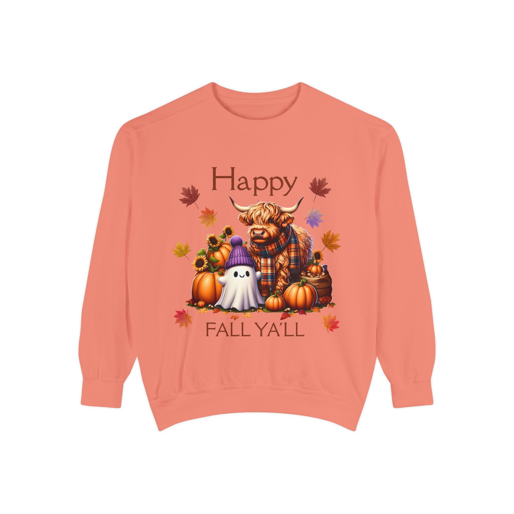 Happy Fall Y'all Highland Cow Design, Unisex Autumn Apparel, Perfect Gift for Halloween, Thanksgiving, Family Gatherings