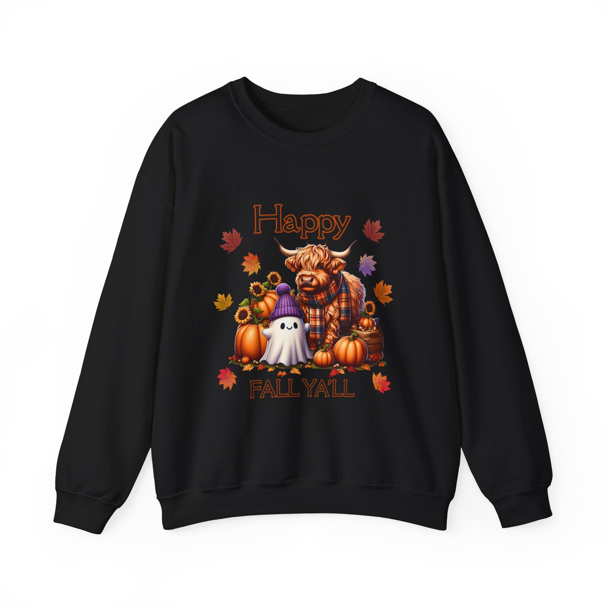Halloween Pumpkin Sweatshirt, Cozy Crewneck for Fall, Autumn Vibes, Ghost and Highland Cow Design, Unisex Apparel, Perfect for [...]