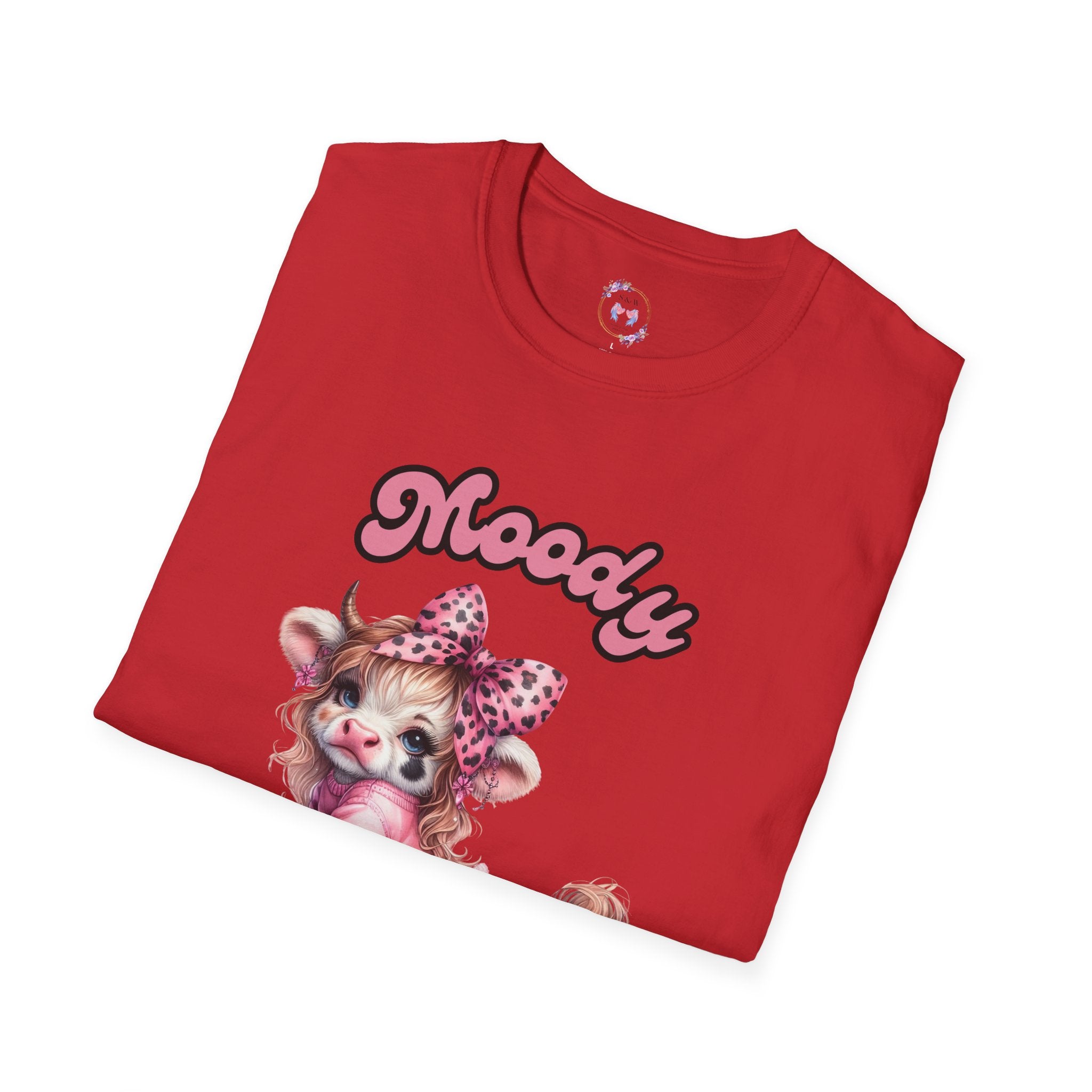 Moody Heifer Unisex Softstyle T-Shirt, Cute Cow Tee, Fun Graphic Shirt, Animal Lover Gift, Casual Wear, Birthday Present