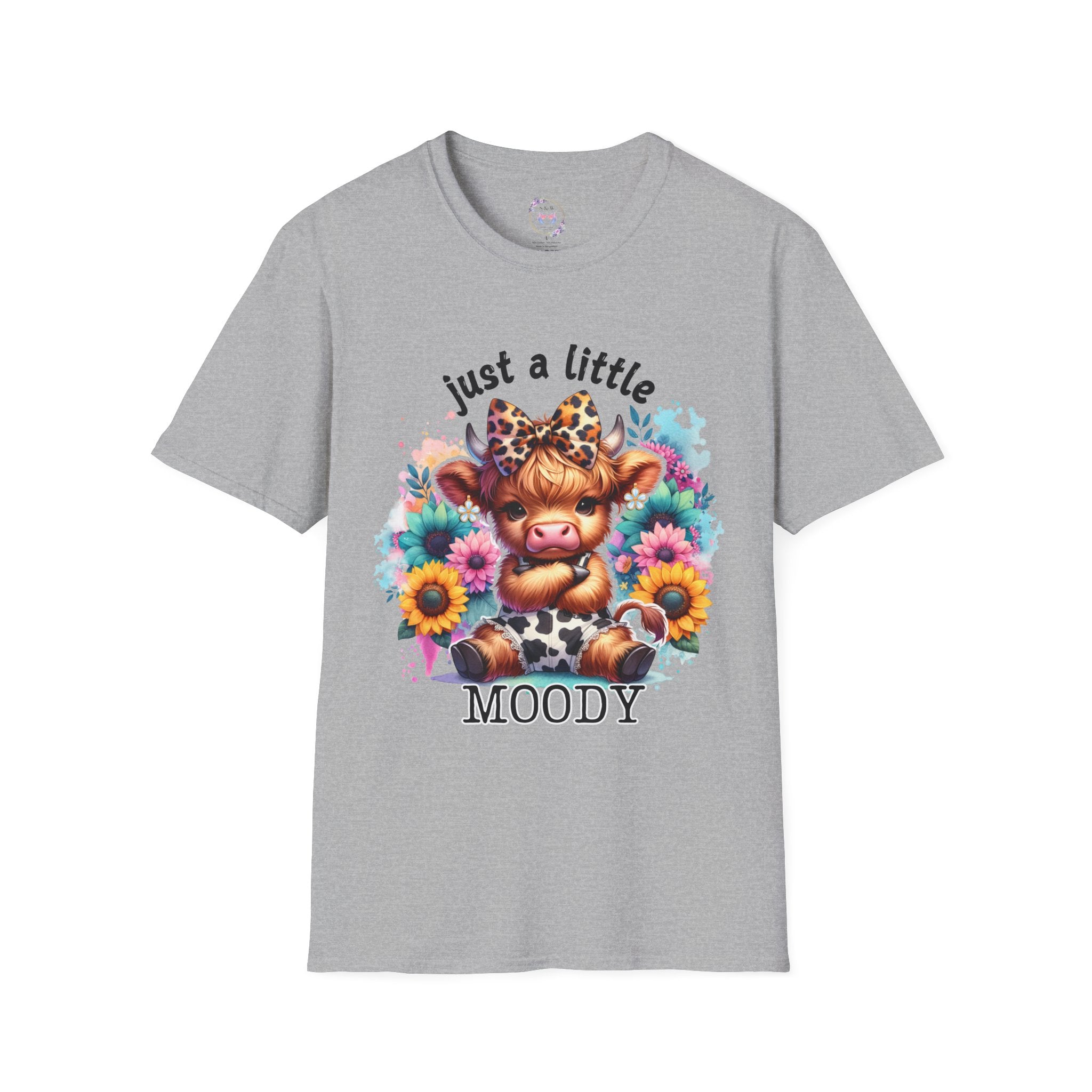 Just a Little Moody, Cute T-Shirt, Gift for Animal Lovers, Casual Outfit, Perfect for Birthdays, Farmhouse Decor