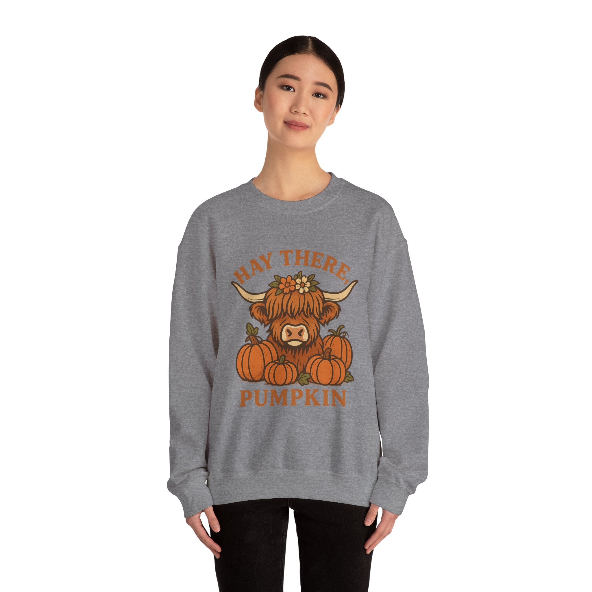 Cozy Fall Sweatshirt: Hay There Pumpkin Design | Autumn Apparel, Gift for Pumpkin Lovers, Halloween Sweater, Harvest Outfit