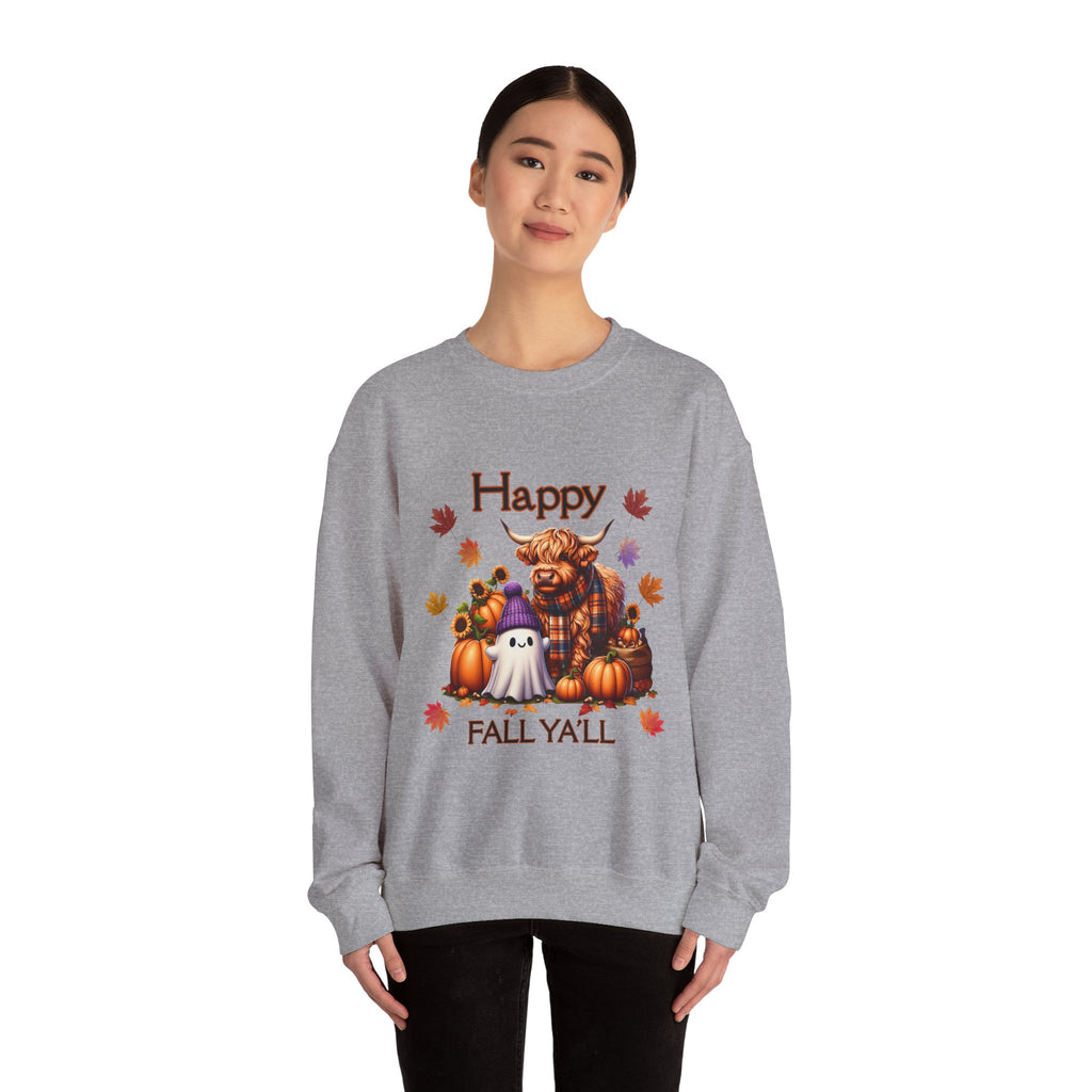 Halloween Pumpkin Sweatshirt, Cozy Crewneck for Fall, Autumn Vibes, Ghost and Highland Cow Design, Unisex Apparel, Perfect for [...]