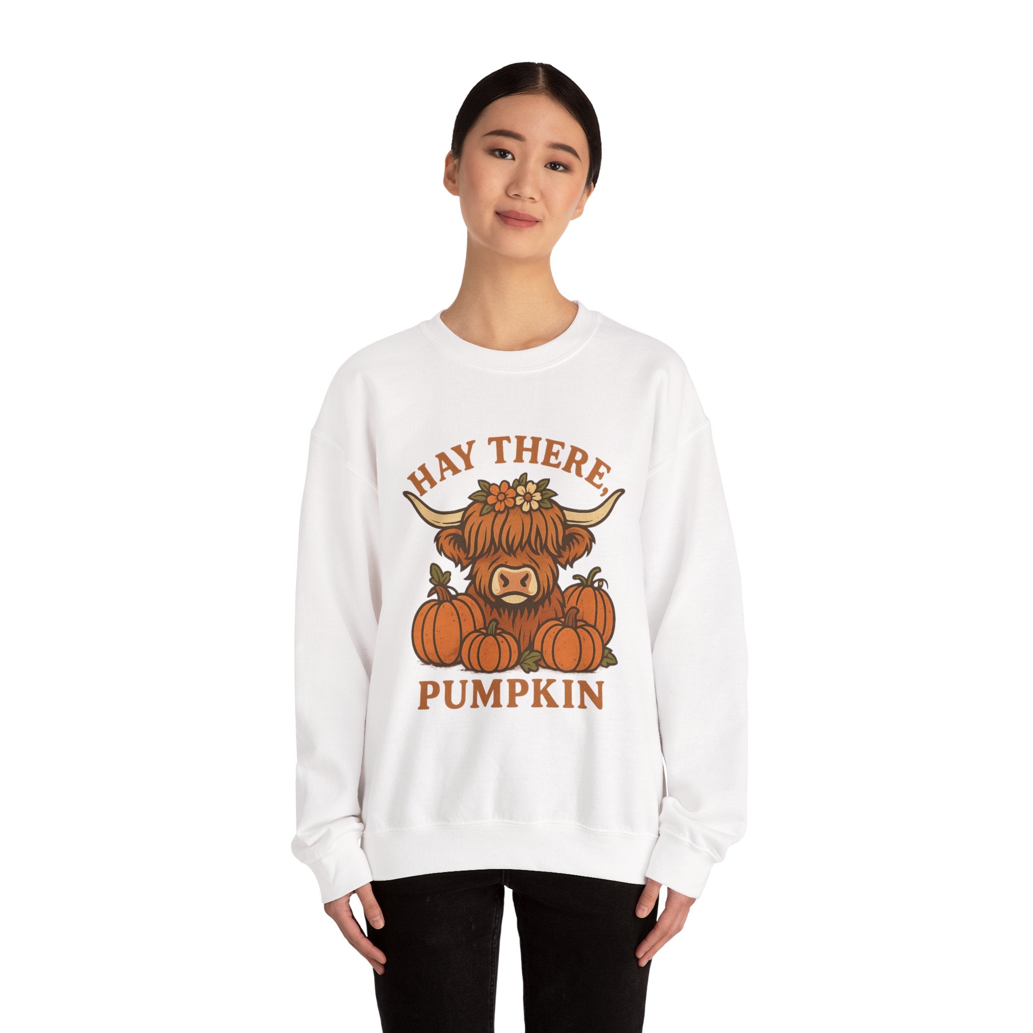 Cozy Fall Sweatshirt: Hay There Pumpkin Design | Autumn Apparel, Gift for Pumpkin Lovers, Halloween Sweater, Harvest Outfit