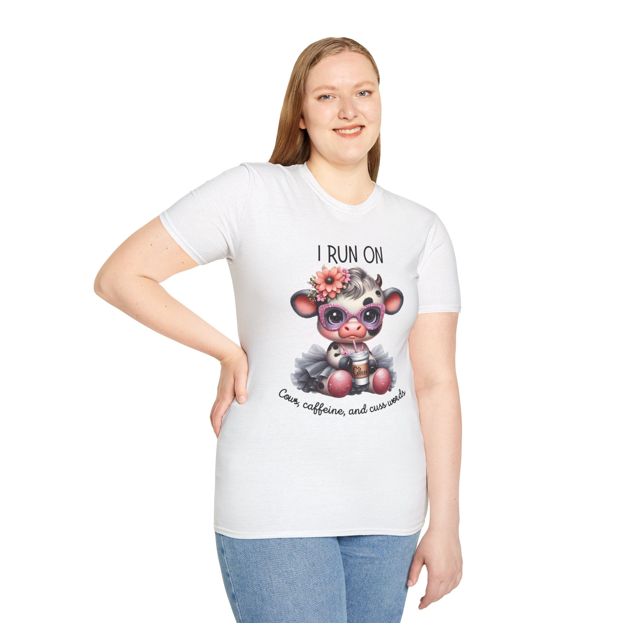 I Run on Cows, caffeine and cuss words graphic tee