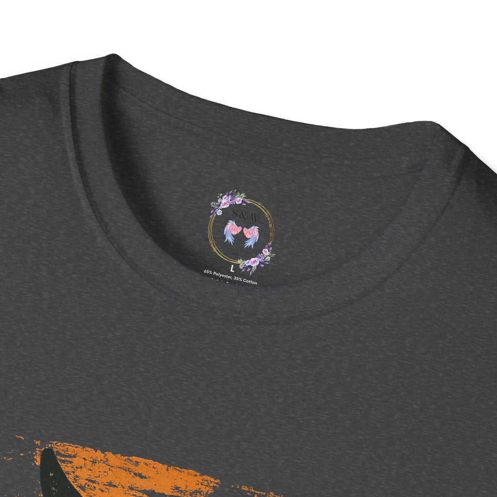 Distressed Halloween Cow Ghost T-Shirt, Unisex Softstyle Tee for Fall, Spooky Season Shirt, Farm Animal Graphic Tee, Casual Halloween Wear