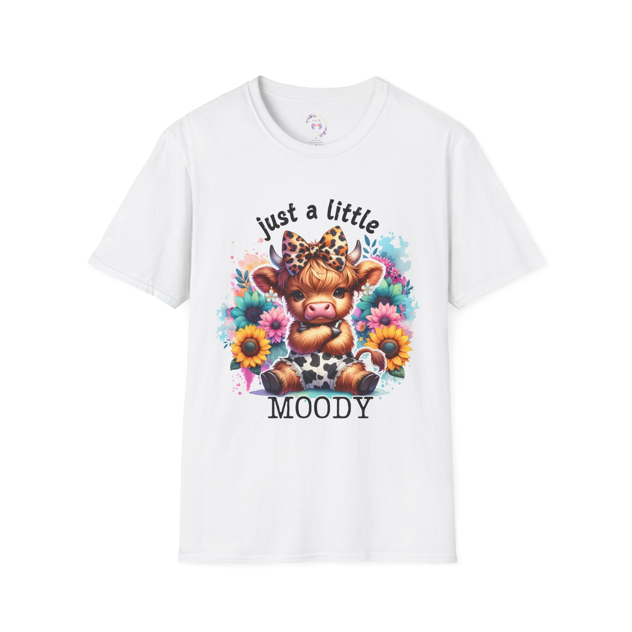 Just a Little Moody, Cute T-Shirt, Gift for Animal Lovers, Casual Outfit, Perfect for Birthdays, Farmhouse Decor
