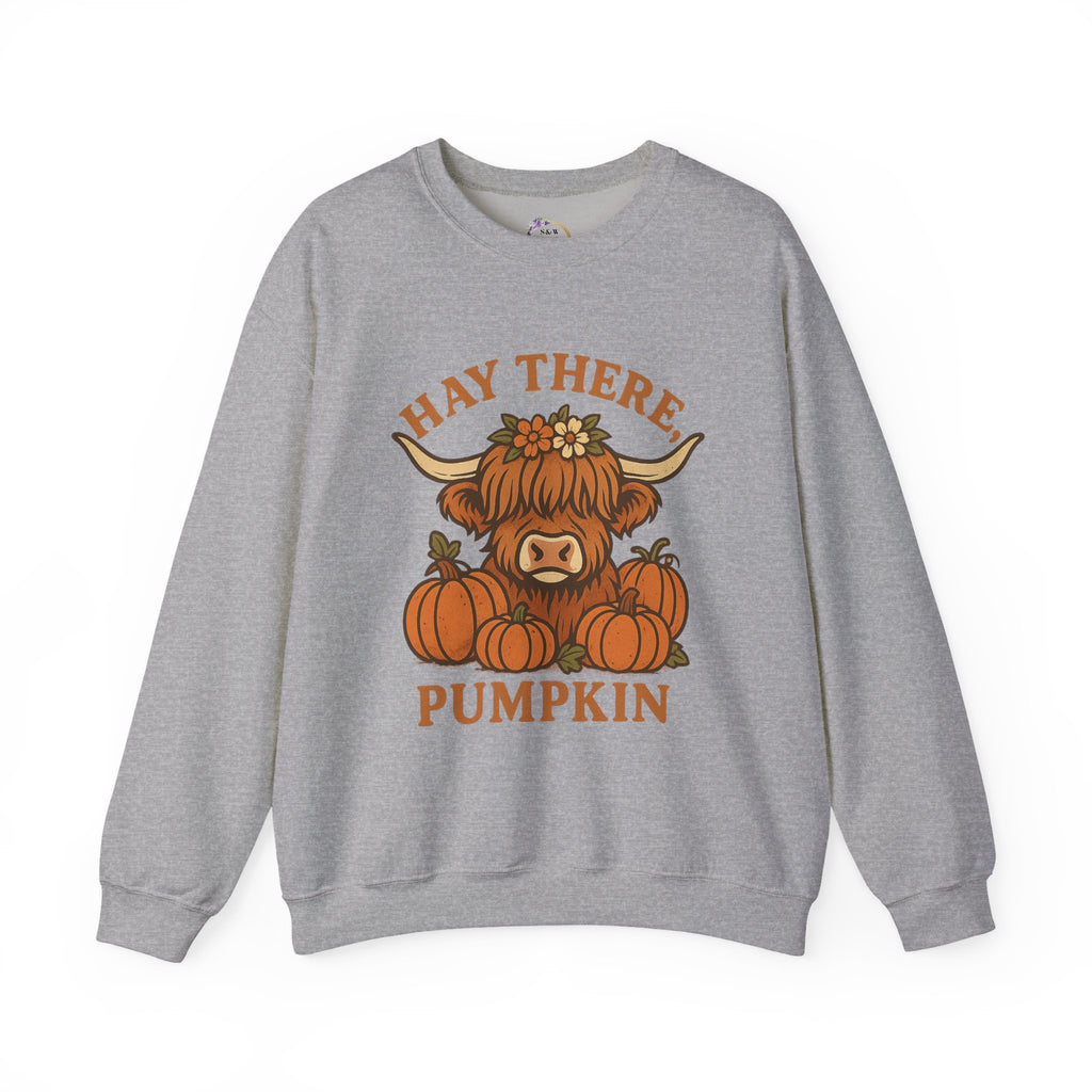 Hay There Pumpkin Highland Cow Autumn Sweatshirt