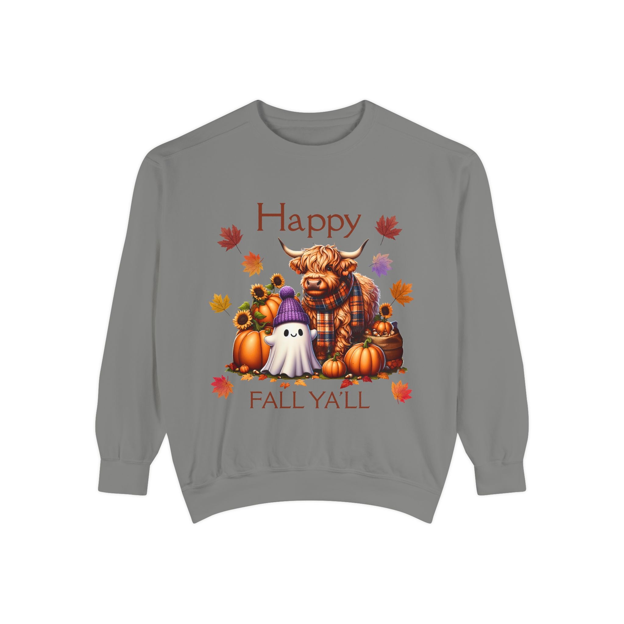 Happy Fall Y'all Highland Cow Design, Unisex Autumn Apparel, Perfect Gift for Halloween, Thanksgiving, Family Gatherings