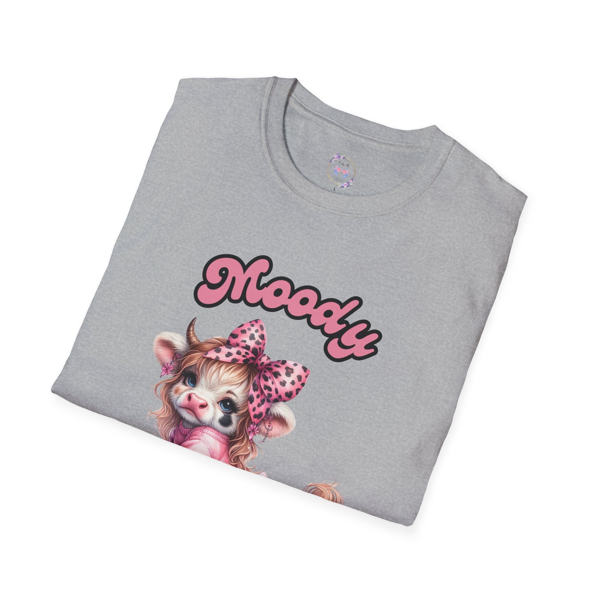 Moody Heifer Unisex Softstyle T-Shirt, Cute Cow Tee, Fun Graphic Shirt, Animal Lover Gift, Casual Wear, Birthday Present