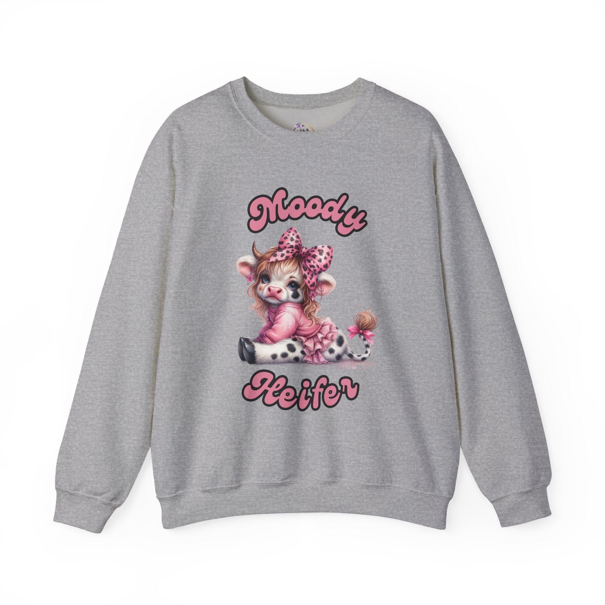 Moody Heifer Sweatshirt, Cow Lover Gift, Highland Cow Crewneck, Animal Print Jumper, Farm Life Apparel, Moody Cow Shirt