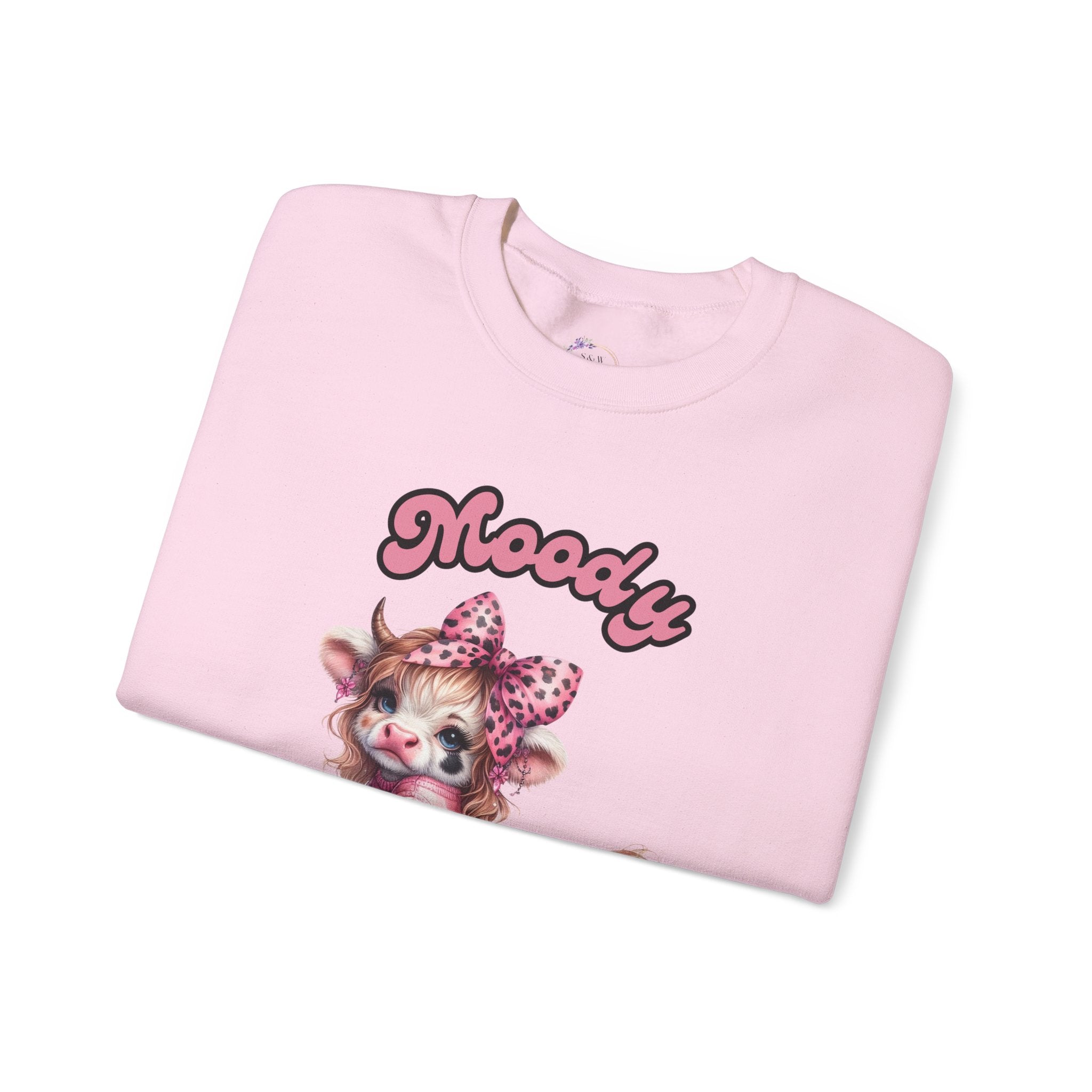 Moody Heifer Sweatshirt, Cow Lover Gift, Highland Cow Crewneck, Animal Print Jumper, Farm Life Apparel, Moody Cow Shirt
