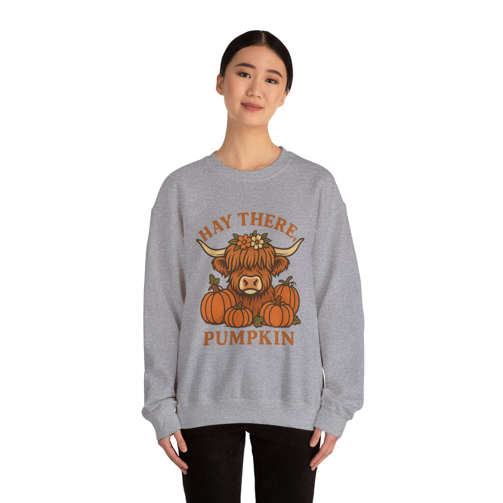 Cozy Fall Sweatshirt: Hay There Pumpkin Design | Autumn Apparel, Gift for Pumpkin Lovers, Halloween Sweater, Harvest Outfit