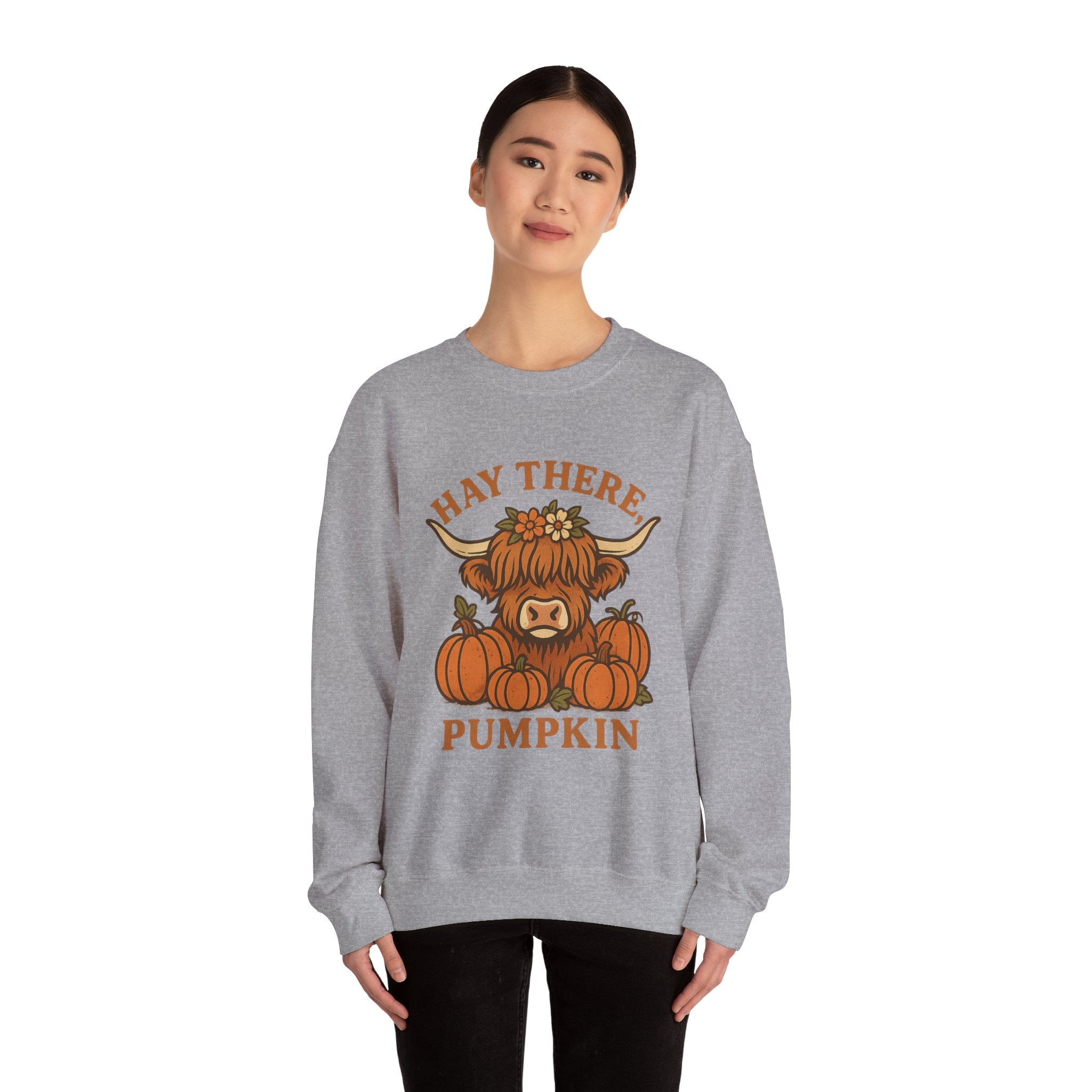 Cozy Fall Sweatshirt: Hay There Pumpkin Design | Autumn Apparel, Gift for Pumpkin Lovers, Halloween Sweater, Harvest Outfit