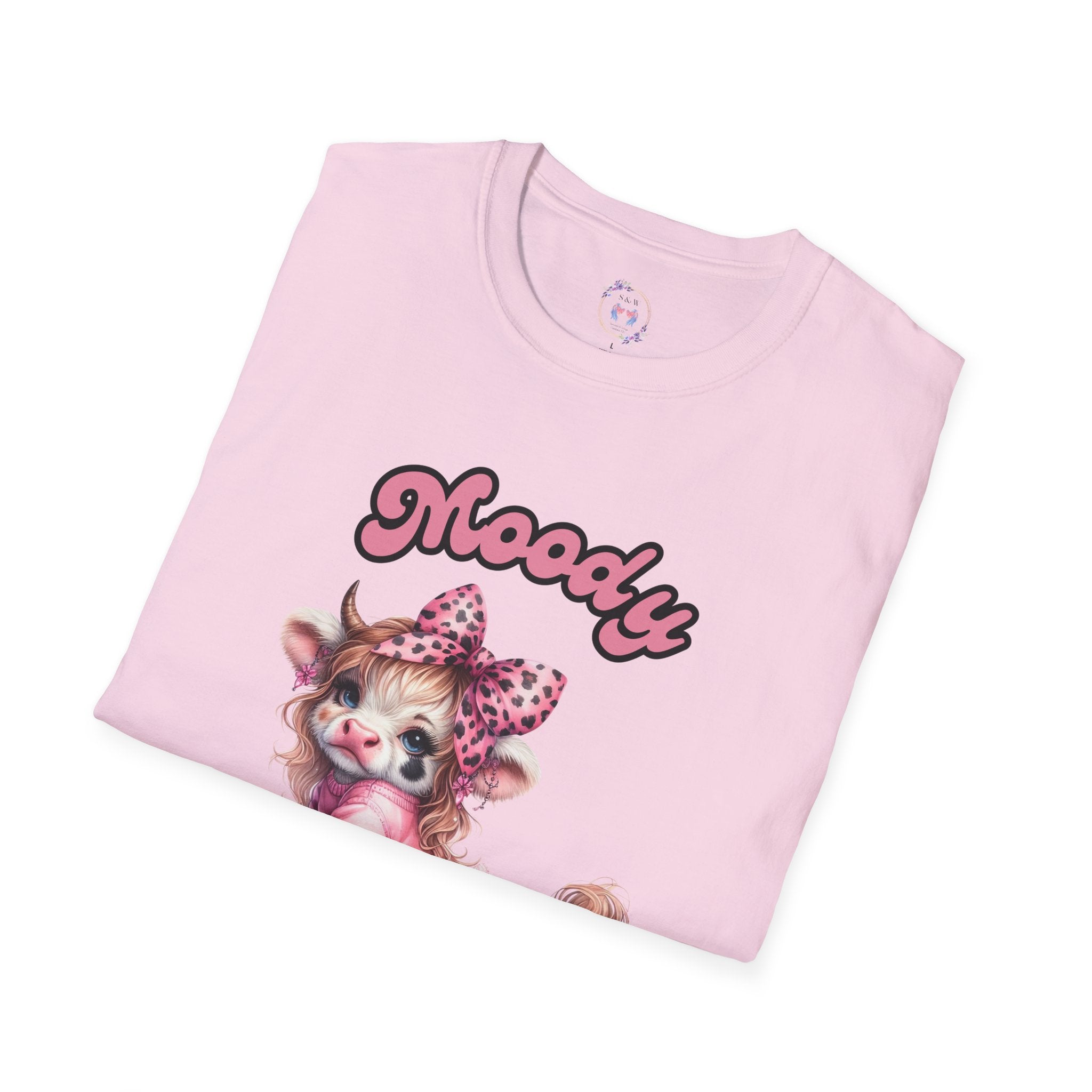 Moody Heifer Unisex Softstyle T-Shirt, Cute Cow Tee, Fun Graphic Shirt, Animal Lover Gift, Casual Wear, Birthday Present